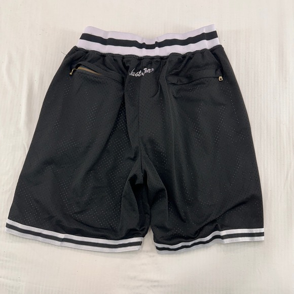 VTG Just Don Brooklyn Nets Basketball Shorts Mens M Black White BKLYN Mesh Lux - Picture 2 of 8